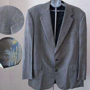 Brooks Brothers Makers Blazer 46L Gray Plaid Pure Wool USA Brooksflax Two Button